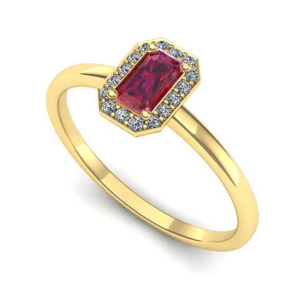 Inel logodna din aur galben cu rubin
