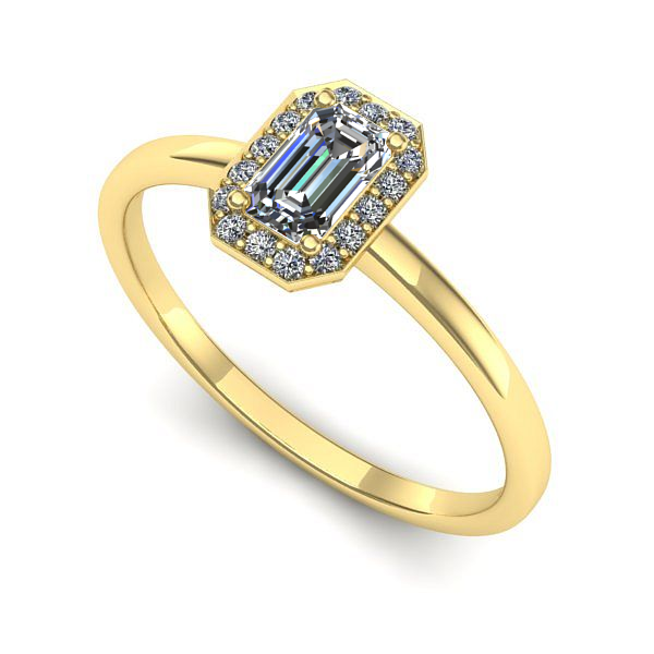 Inel de logodna din aur galben cu safir alb