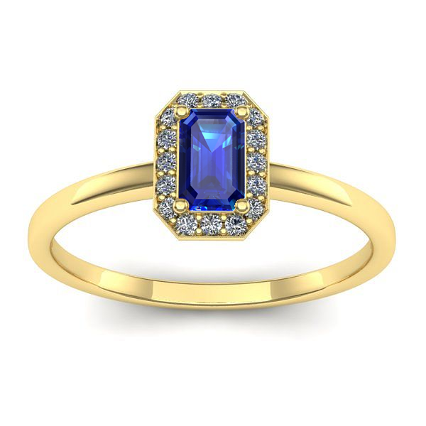 Inel cu safir dreptunghiular