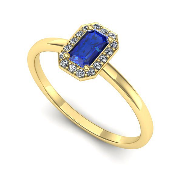 Inel logodna din aur galben cu safir