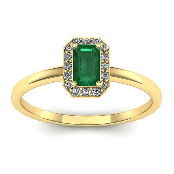 Inel de logodna cu smarald dreptunghiular