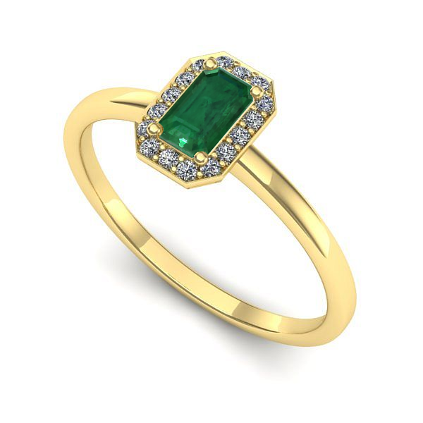 Inel din aur galben cu smarald