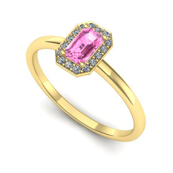 Inel din aur galben cu safir roz