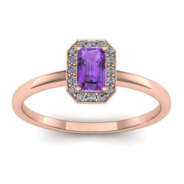Inel de logodna cu ametist dreptunghiular