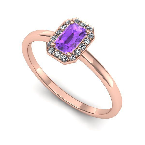 Inel din aur roz cu ametist