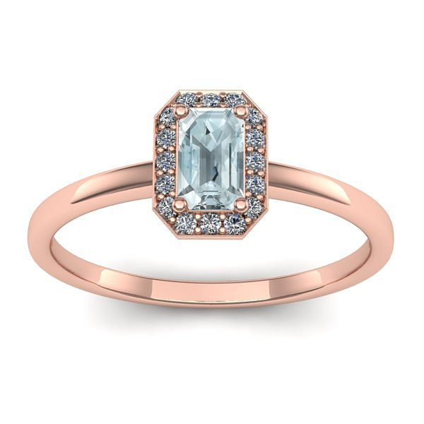 Inel cu aquamarin dreptunghiular