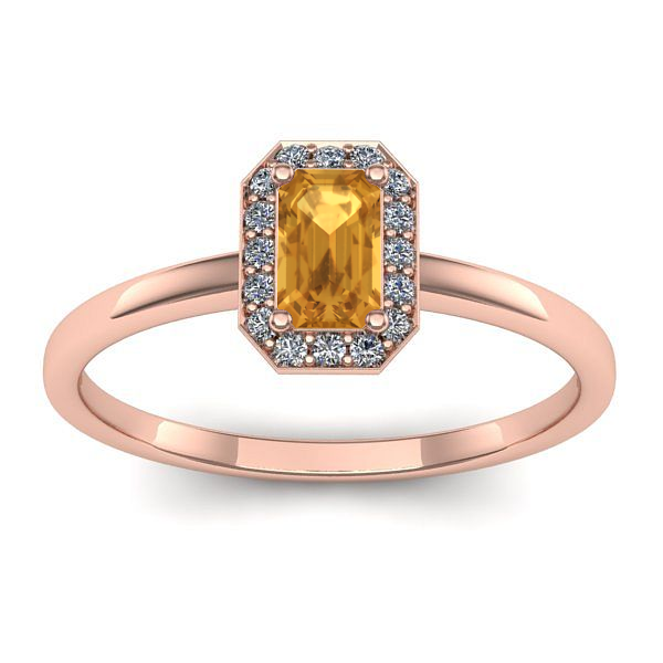 Inel logodna cu citrin dreptunghiular