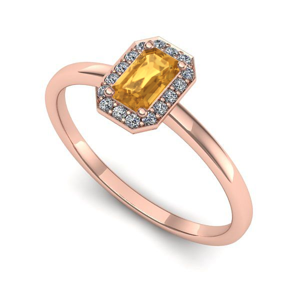 Inel de logodna din aur roz cu citrin