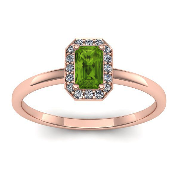 Inel de logodna cu peridot dreptunghiular