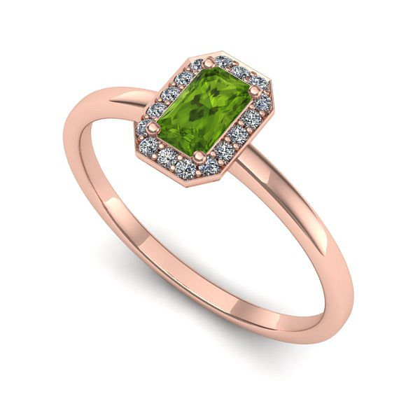 Inel de logodna din aur roz cu peridot