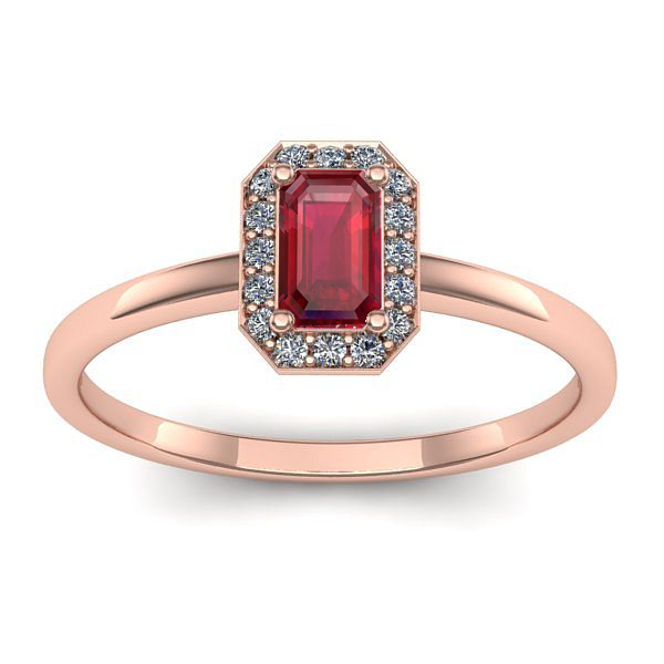 Inel de logodna cu rubin dreptunghiular
