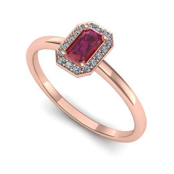 Inel din aur roz cu rubin