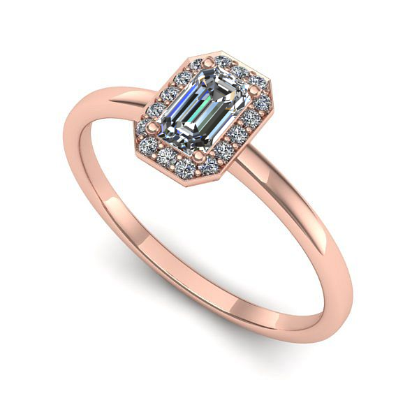 Inel de logodna din aur roz cu safir alb