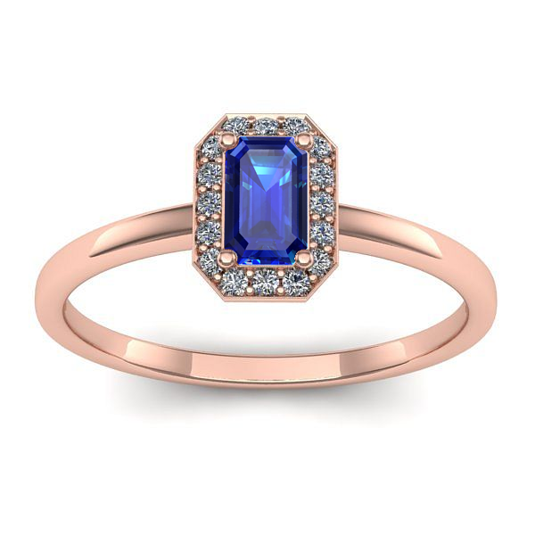 Inel logodna cu safir dreptunghiular