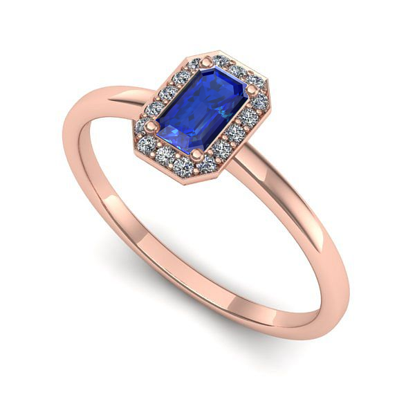 Inel din aur roz cu safir