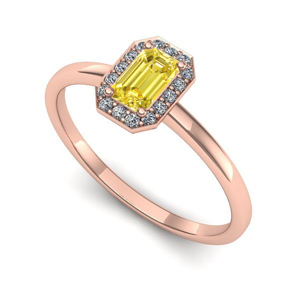 Inel logodna din aur roz cu safir galben