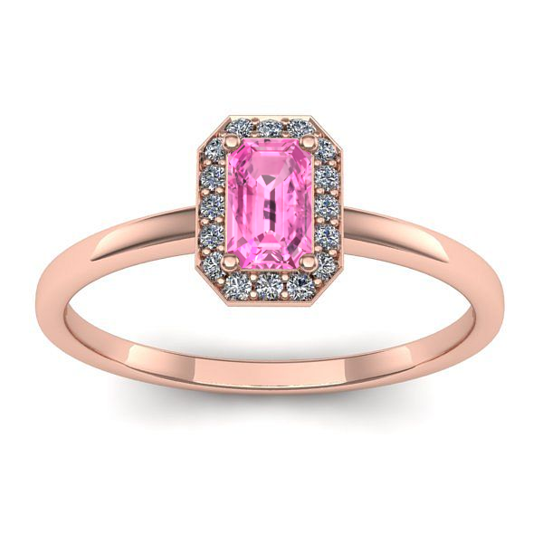 Inel cu safir roz dreptunghiular