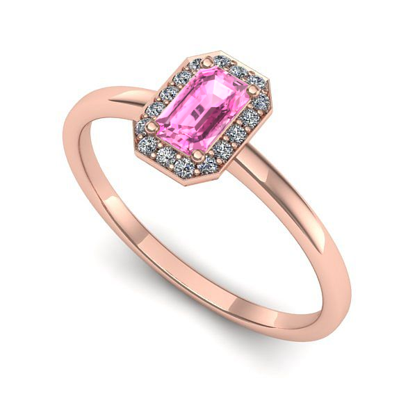 Inel din aur roz cu safir roz