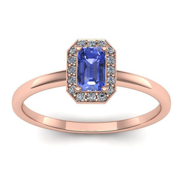 Inel de logodna cu tanzanit dreptunghiular