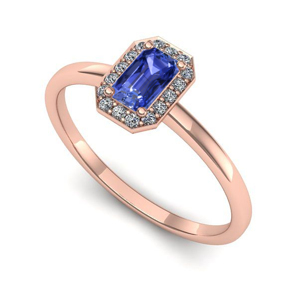 Inel de logodna din aur roz cu tanzanit