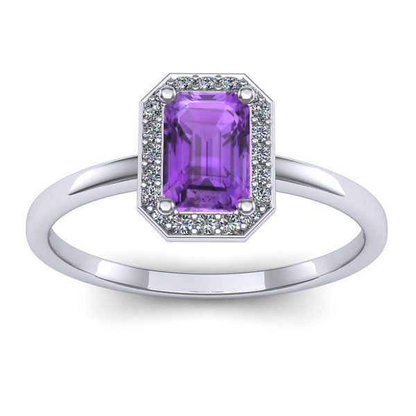 Inel cu ametist dreptunghiular