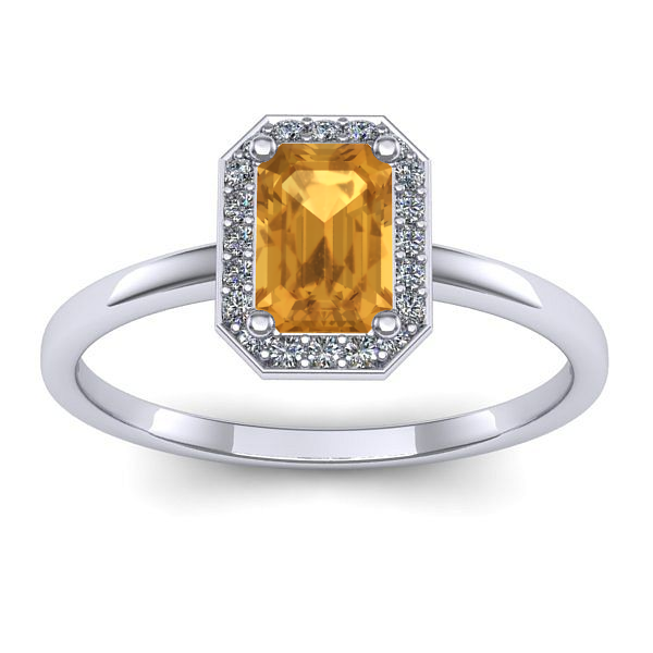 Inel cu citrin dreptunghiular