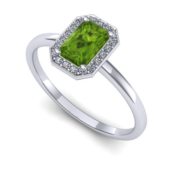 Inel de logodna din aur alb cu peridot