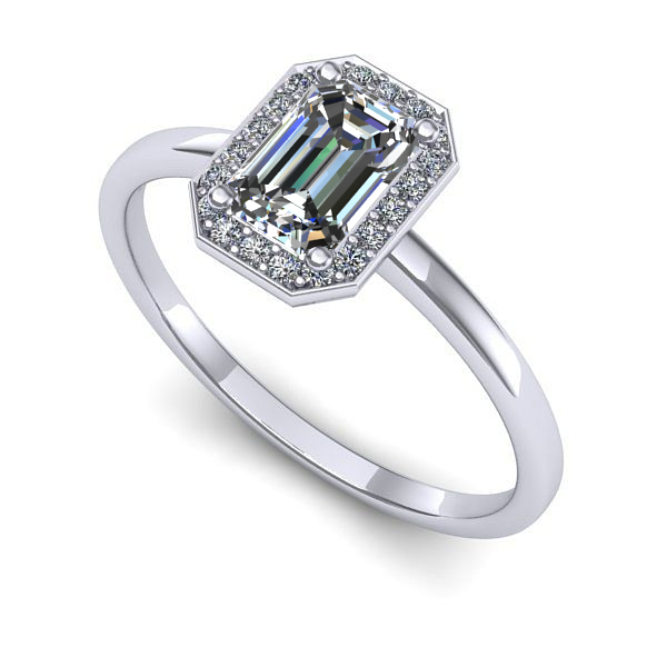 Inel de logodna din aur alb cu safir alb