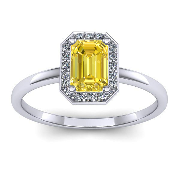 Inel logodna cu safir galben dreptunghiular