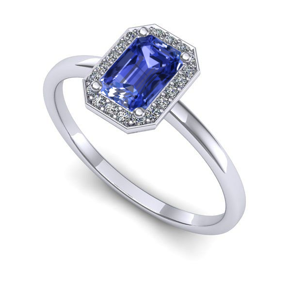 Inel de logodna din aur alb cu tanzanit