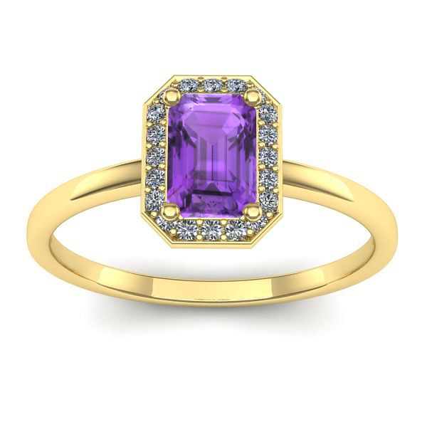 Inel logodna cu ametist dreptunghiular