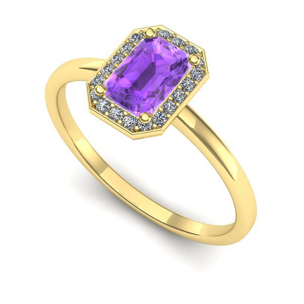 Inel din aur galben cu ametist