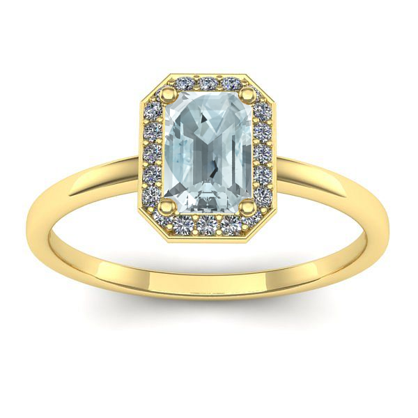 Inel de logodna cu aquamarin dreptunghiular