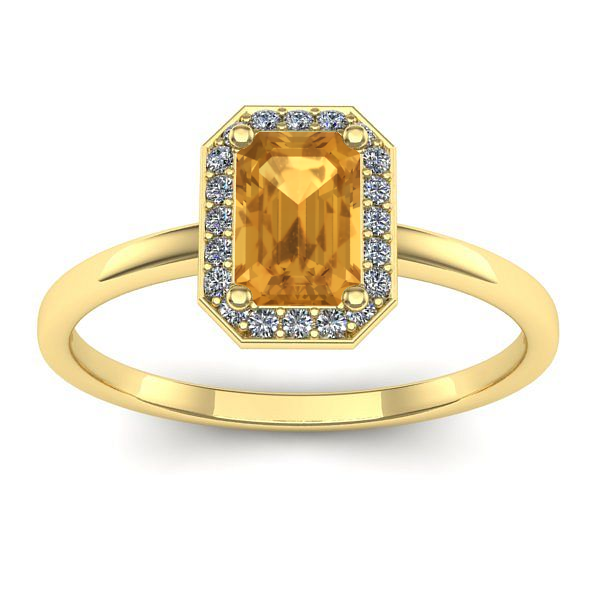 Inel logodna cu citrin dreptunghiular