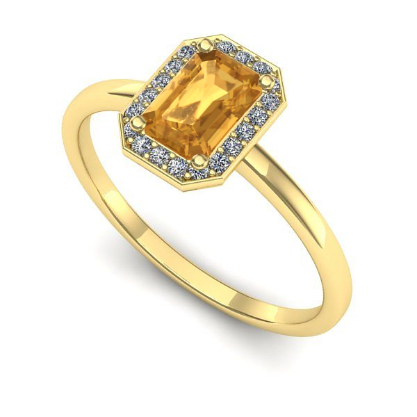 Inel din aur galben cu citrin