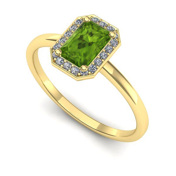 Inel de logodna din aur galben cu peridot