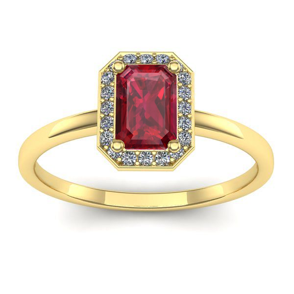 Inel cu rubin dreptunghiular