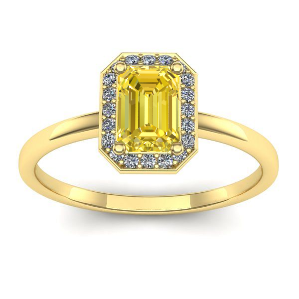 Inel logodna cu safir galben dreptunghiular