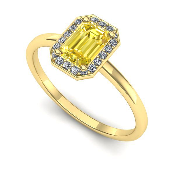 Inel logodna din aur galben cu safir galben