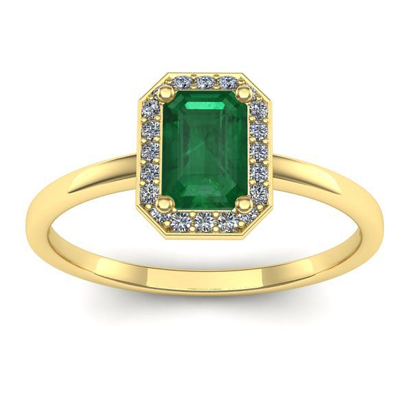 Inel de logodna cu smarald dreptunghiular