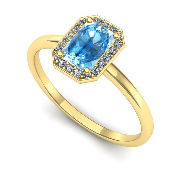 Inel din aur galben cu topaz blue