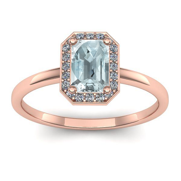 Inel de logodna cu aquamarin dreptunghiular