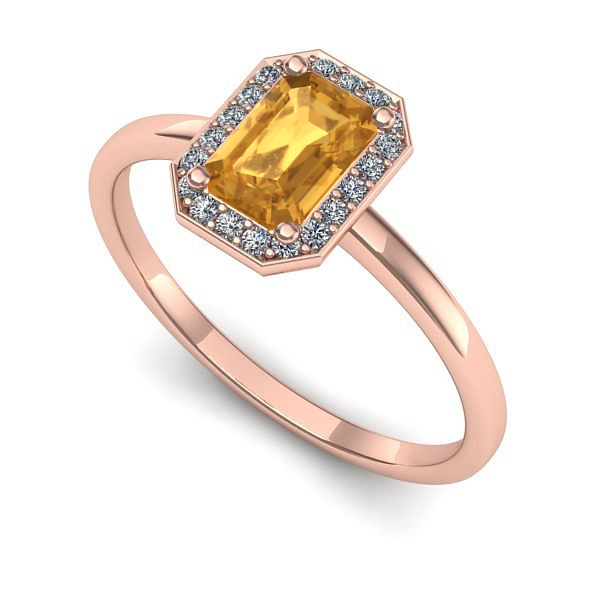 Inel din aur roz cu citrin