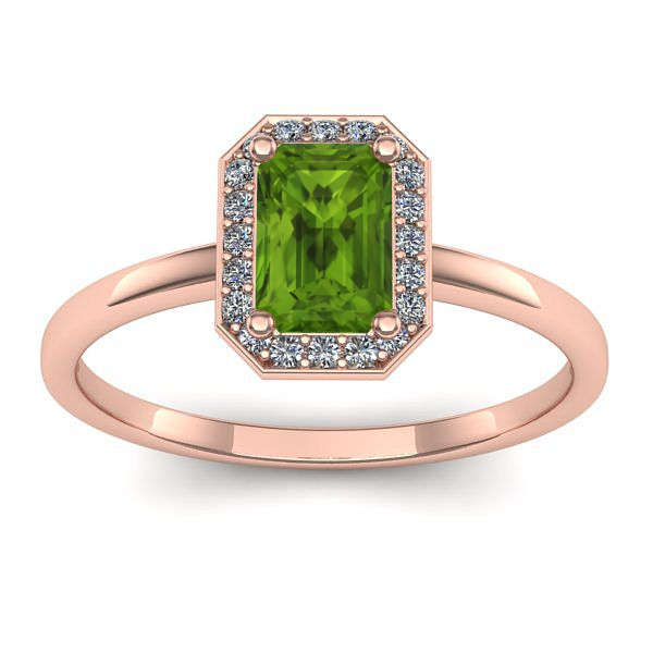 Inel de logodna cu peridot dreptunghiular