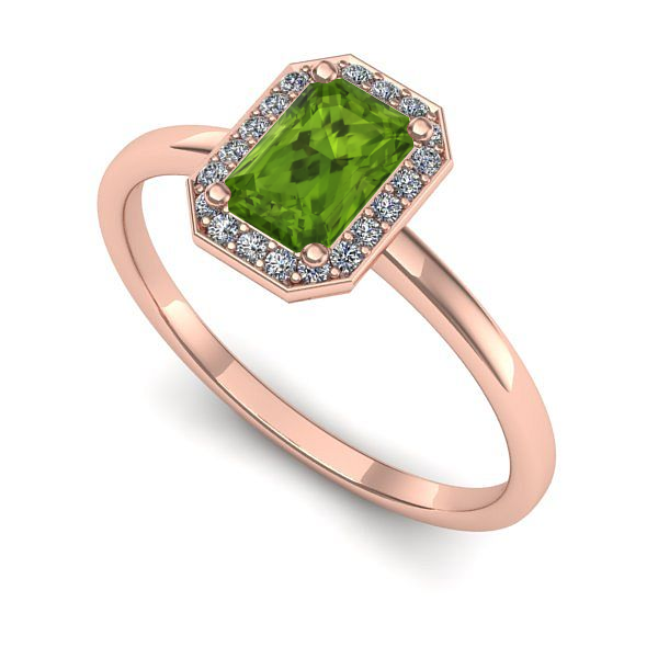 Inel logodna din aur roz cu peridot