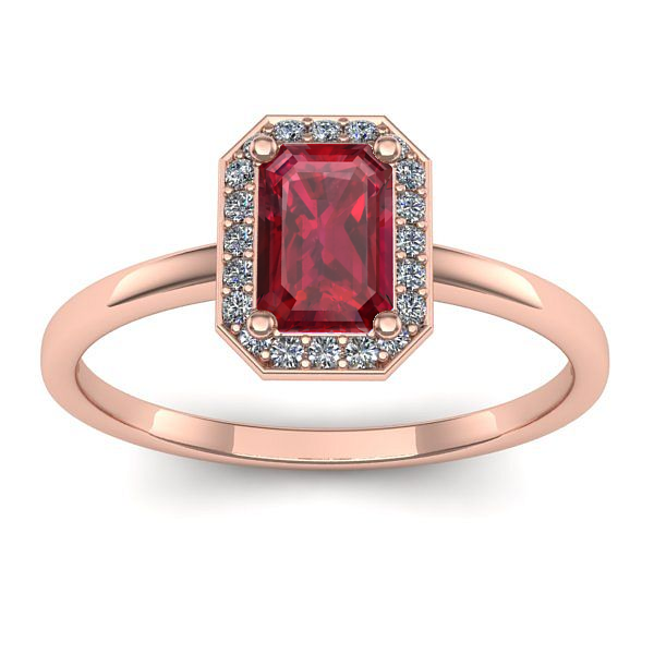 Inel logodna cu rubin dreptunghiular