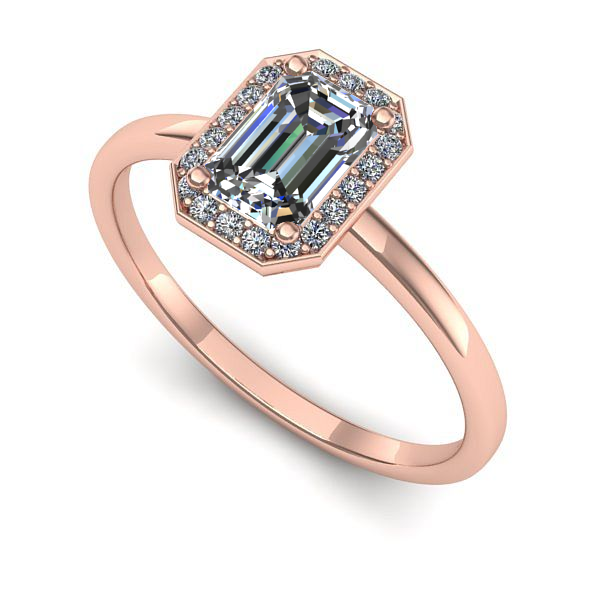 Inel logodna din aur roz cu safir alb