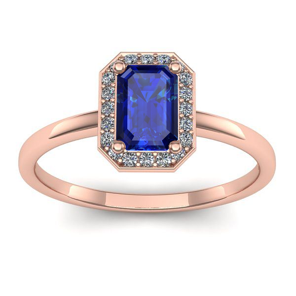 Inel logodna cu safir dreptunghiular