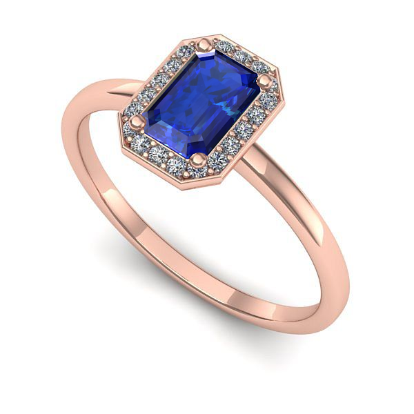 Inel din aur roz cu safir