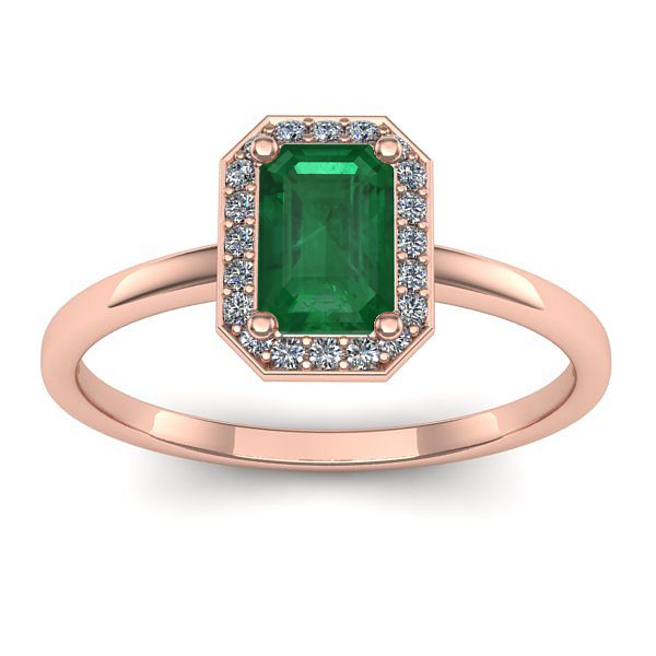 Inel cu smarald dreptunghiular